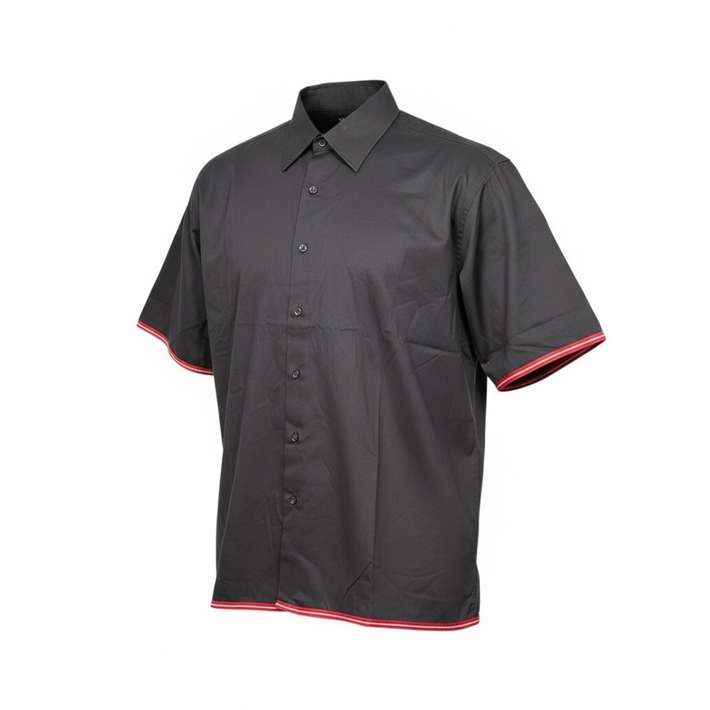 Vintage Y2K Illusionz Black Short Sleeve Button Up Shirt‎ Red Trim Men's 2XL